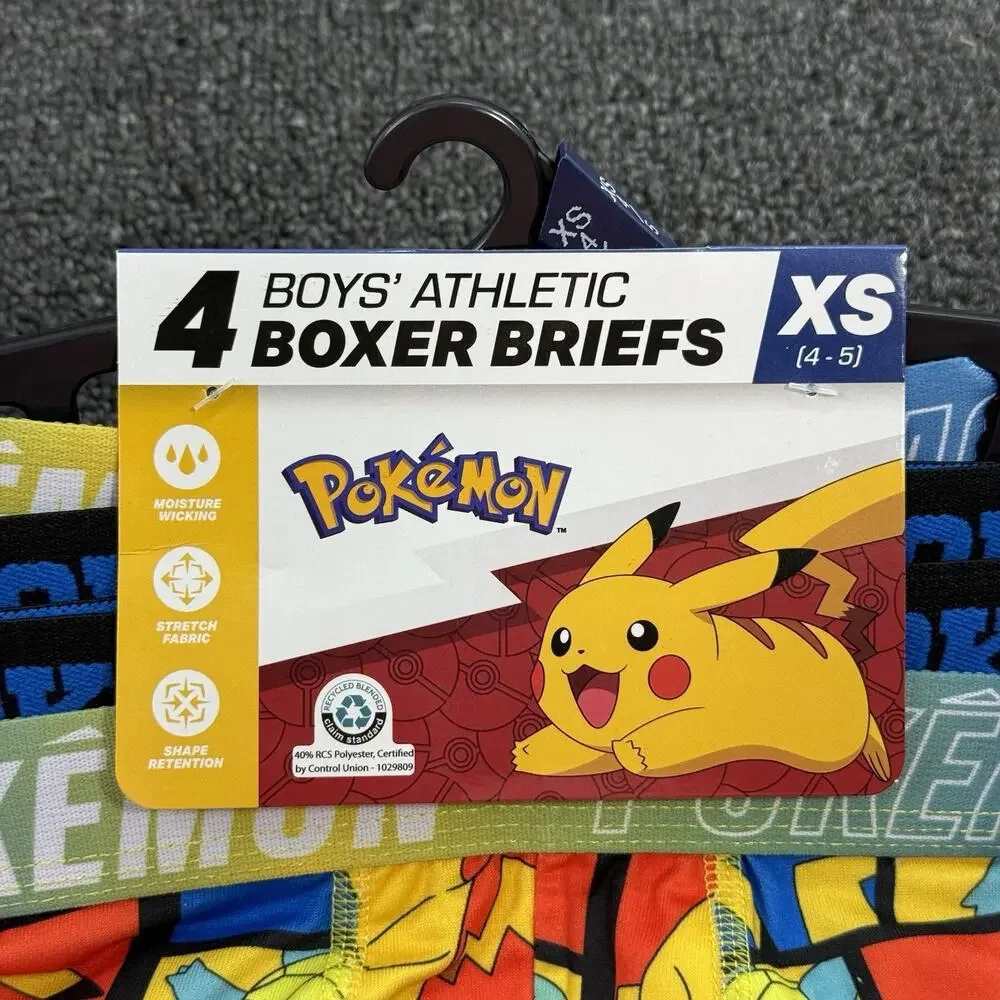 Bioworld Pokémon Boys 4pk Athletic Boxer Briefs Underwear Size XS(4/5)